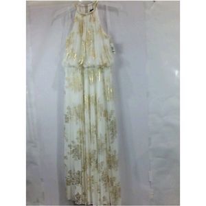 Msk Womens GOLD CHAIN HALTER NECK MAXI Regular Fit, Ivory/gold, Size 12P